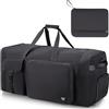 YOUNGOA 80L Borsone da Viaggio Pieghevole per Uomo e Donna, Grande Borsa Palestra con Scomparto per Scarpe, Borsa Sportiva Leggera e Impermeabile, Nero