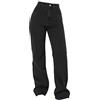 Generic Jeans Slim Fit 2023 Nuovi Jeans a Gamba Larga da Donna Jeans Larghi Elasticizzati a Vita Bassa Hip Hop Donna Leopardato Jeans Elastico Vita (Black, S)