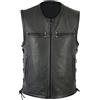 Foweknow Gilet in pelle da uomo, biker, rocker da motociclista, senza maniche, colletto alto, classico, alla moda, versatile, per il tempo libero, con chiusura lampo, 07 nero., L