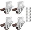 DBREAKS Ruote per Mobili 32MM, 4 Pcs Ruote Girevoli con Freno, Piastra di Montaggio a L, Ruote in Gomma con Cuscinetti A Sfera e 20 Viti, 360° Ruotabili, per Supporti per Fiori e Culle, Capacità 108kg