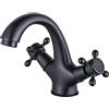 BOAOTX Rubinetto da bagno nero retrò Rubinetto per lavabo in ottone antico con doppia maniglia