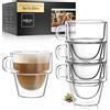 ElbFuchs® Set di bicchieri da latte macchiato a doppia parete [4 x 350 ml] impilabili a doppia parete, ideali come tazze da cappuccino | bicchieri da caffè | bicchieri da tè