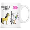 Vulfire Tazza Idea Regalo per compleanno di 30 anni, festa dei 30 anni compleanno, tazza trent'anni Unicorno (Bianco, Porcellana)