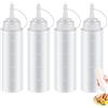 FKWKUW 4Pcs Bottiglia Squeeze Di Plastica, 230Ml Bottiglia Per Squeeze Con Tappi, Bottiglia Squeeze Di Oliera, Condimento Dispenser Per Casa E Ristorante Senape Mayo Salse Piccanti Olio D'Oliva