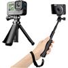 YALLSAME Mini selfie stick treppiede per GoPro DJI Action Camera | Portatile Estensione Pole Shorty Maniglia Grip per GoPro Mission Hero 13 12 11 10 9/Osmo Nano Action 6 5 4 per Vlog/Viaggio