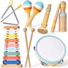 Tokiyis Strumenti Musicali Bambini 1 Anno,6 in 1 Giochi Legno Montessori Sensoriale con Maracas Xilofono Tamburello Gioco Bambi Bimba,Educativi Interattivo Regalo Compleanno Natale per Bambini di 2 3 4 5 Anni