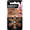 Duracell easy tab 312 marrone batteria per apparecchio acustico 6 pezzi