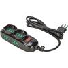 FANTON 474154 Multipresa TRIAX 2 prese bipasso-schuko, 4 prese bipasso, cavo 1,5m, spina a squadra 10A + interruttore di sicurezza, colore nero