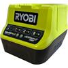 Ryobi RC18-120 Caricabatterie 18V, Veloce e Compatto, Ricarica una Batteria da 2.0Ah in 1 Ora, con Indicatore a LED Dello Stato di Carica