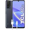 TCL 40SE Smartphone 4G Display 6.75 HD+ 90 Hz, 128 GB, 4 GB RAM, Tripla Camera da 50 Mpx, Android 13, Batteria 5010 mAh Ricarica Rapida, Dual Sim, Dark Grey, con Cavo USB Type-C Aggiuntivo