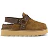 COLORS OF CALIFORNIA PLATFORM SABOT leather strap COGNAC