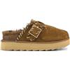 COLORS OF CALIFORNIA PLATFORM SABOT WOOL STITCHINGS COGNAC