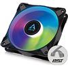 ARCTIC P12 PWM PST A-RGB - Ventola per case PC PWM da 120 mm ottimizzata per la pressione statica, ventola per case, semi-passiva: 200-2000 rpm (0 rpm <5%), 5V 3 pin A-RGB LED, ventola singola - Nero
