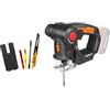 Worx WX550.9 Seghetto Alternativo Combinato a Batteria 20V, Testa Girevole, 3.000 giri/min, Power Share Dispositivo di Base - Solo Corpo Macchina