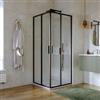 DEGHI Box doccia 80x80 cm angolare scorrevole con vetro slim trasparente e profilo nero opaco 195h - Glide