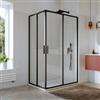 DEGHI Box doccia 80x120 cm angolare scorrevole con vetro slim trasparente e profilo nero opaco 195h - Glide