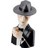 Casablanca modernes Design Casablanca Personaggio Gentleman con bicchiere da whisky - Poli, grigio/nero lucido, altezza 26 cm, larghezza 16 cm, profondità 14,5 cm, decorazione, da collezione, regalo, opera d'arte