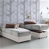 Talamo Italia Letto Singolo Asia, Letto Contenitore con Rivestimento in Tessuto, 100% Made in Italy, Apertura Frontale, Adatto per Materasso Cm 80x190, Bianco