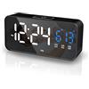 Lafocuse Sveglia Digitale con Temperatura e Datario, Grande LED Sveglia da Comodino con 3 Allarme, 25 Music, 2 Porta USB, Volume e Luminosità Regolabile, Snooze, 12/24 Ore per Casa e Ufficio, Nero