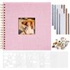 Vienrose Album Scrapbook 20,5x20,5 cm Copertina in lino Album Fotografico con 40 Pagine Carta Kraft Bianca Bianca, Kit di Forniture Scrapbooking fai da te per Matrimonio Famiglia Viaggio, Rosa