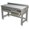 Ristotecno Tavolo inox senza ripiano di fondo, cassettiera in linea, con alzatina posteriore. Prof. 70 - 100x70x85H - SENZA ruote - AISI 430 + Top in AISI 304