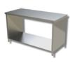 Ristotecno Tavolo inox su fianchi con ripiano di fondo, senza alzatina posteriore. Prof. 70 - 200x70x85H - SENZA ruote - AISI 430 + Top in AISI 304
