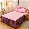 Morbuy 3 Pezzi Set Gonna da Letto per Singolo Matrimoniale e Una Piazza e Mezza Elasticizzata Copriletto con Volant Coprirete per Letto Lenzuola con 2 Federe (150x200+48x74cm,Rosa)