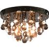 vidaXL Lampadario con Perle di Cristallo Tondo 3 Lampadine G9 Lampada Soffitto Luce Pendente Base in Metallo Fumé Gocce Acrilico Trasparente