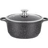 Generico Pentola casseruola in Alluminio con Coperchio in Vetro da 36-40 cm - Rivestimento Antiaderente per Una Cottura Senza Grassi Adatto Tutti Piani di Cottura