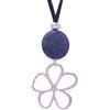 NILUXE DESIGN - Collana Donna Fiore Pietra Naturale Lapislazzuli - Pendente Donna Fiore Grande Placcato in Argento - Collana Lunga con Catena in Antelina Regolabile - Amuleto Donna