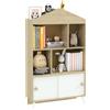 AIYAPLAY Libreria per Bambini in Legno con Ripiani Aperti e Armadietto Inferiore, 80x30x140.5 cm, Bianco e color Legno
