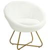 HOMCOM Poltroncina da Camera in Finta Pelliccia con Gambe in Metallo, 75x66x79 cm, Bianco