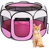 Peelanmall Box per cuccioli, pieghevole, per animali domestici, 74 x 74 x 43 cm, portatile, per cani, conigli, piccoli animali (rosa)
