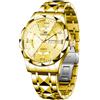 Dayllon Orologio da uomo Diamond Business Dress analogico al quarzo, in acciaio inox, impermeabile, con data luminosa, a due toni, di lusso, casual (Gold)