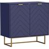 UEV Credenza Bianca con 2 Ante, Mobile Cucina Moderna in Legno Ingegnerizzato, Ripiani Regolabile, Madia Buffet per Camera da Letto, Soggiorno, Sala da Pranzo, Corridoio, 80 x 40 x 77,5cm, Blu
