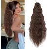 Wondsea Extension Coda di Cavallo 50 cm/19,6in Clip lunga coda di cavallo artiglio riccio,Coda Cavallo Extension doppio uso Parrucchino dall'aspetto naturale per l'uso quotidiano (Marrone chiaro)