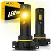 AILEO Lampadine 5202 H16 LED 3000K color ambra giallo, lampadine LED per fari antinebbia 5202 H16 per auto, 12000LM per fari antinebbia, dotate di 8 chip CSP, plug and play, confezione da 2 pezzi.