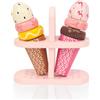 WOODENFUN Giocattolo di legno della gelateria dei bambini della gelateria con gli scaffali del ghiaccio, gioco di ruolo della cucina, finge di essere giocattolo alimentare