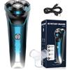 Amurhey Rasoio Elettrico Uomo [2024 Nuovo] Rasoio elettrico Wet & Dry per uomo con Regolabarba, Testina Flessibile a 360º, 120 minuti di utilizzo, Rasoio Ricaricabile tramite USB-C, Blu Sfumato