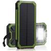 Ausla Banca di energia Solare Banca di Alimentazione Portatile Caricabatterie Power Bank Accumulatore di energia Banca di Alimentazione Mobile Doppia USB Custodia per Banca di Potere(Verde)