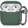 AOTUAO Compatibile con AirPods 4 Custodia Case Cover, Case Protettiva Antiurto Antiscivolo in Silicone per AirPods 4a Generazione (2024) (USB-C) Custodia con Moschettone, Pine Green