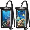 CNMTCCO Custodia impermeabile smartphone, 2× IPX8 Custodia universale per telefono impermeabile per nuoto sott'acqua con cordino per iPhone 15 14 13 12 11 Pro Max Samsung Huawei, fino a 7 pol (Nero)