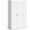 Dmora Armadio Guardaroba a Tre battenti con Quattro Ripiani Interni e Barra Appendiabiti, Colore Bianco, cm 115 x 175 x 49, 3 Ante