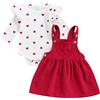Vioyavo Completo Neonata Bambina Vestiti della neonata Tuta Stampa Natalizia a Maniche Lunghe + Gonna a Bretelle Scozzese Tuta Vestitino Natale Neonata Elegante (Rosa, 6-9 Months)