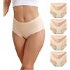 Dumwis Mutande Donna Vita Alta,Slip Donna Senza Cuciture,Elastico Comode Intimo Donna,assorbenti Traspiranti Culotte Donna,Seamless Morbidi Underwear Microfibra Set Pacco da 4