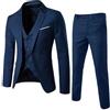 BIISDOST Tuta da uomo, slim fit, 3 pezzi, stile moderno, da uomo, in 3 pezzi, per business, matrimonio, feste, tinta unita, vintage, frack smoking con paillettes, Blu marino, XXXL