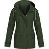 Generic Giacca impermeabile da donna con cappuccio abiti impermeabile da donna a maniche lunghe da atletica con cappuccio invernale autunno impermeabile 2024, W-953 Verde lime militare, M