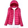 Elonglin Piumino da donna, ultra leggero, trapuntato, con cappuccio, piumino d'anatra, giacca corta invernale rosa rosso Large