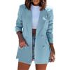 Goolecrimp Blazer Elegante da Donna Estivo Casual da Lavoro Doppiopetto Blazer Casual Moda da Donna Ampio da Ufficio Monocromatico (Blu,XL)