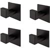 Melairy Set di 4 ganci adesivi quadrati in acciaio inossidabile 304 per bagno, finitura nera opaca, accessori da bagno, senza bisogno di viti
